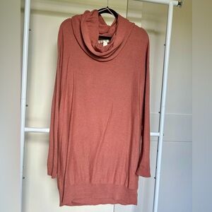 Kaisely Burnt Orange Cowl Neck Tunic Sweater